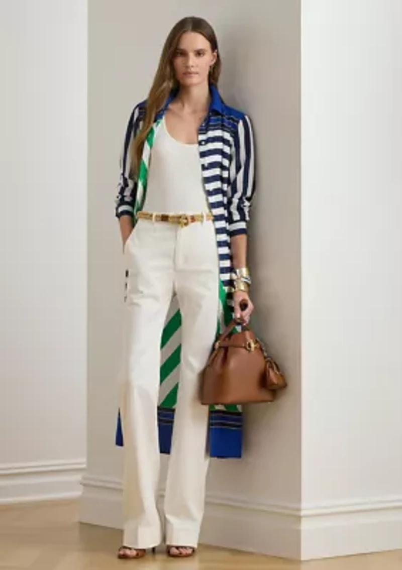 Petite Striped Crepe Shirtdress