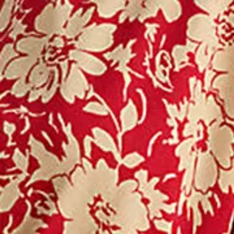 Petite Floral Belted Crepe Dress