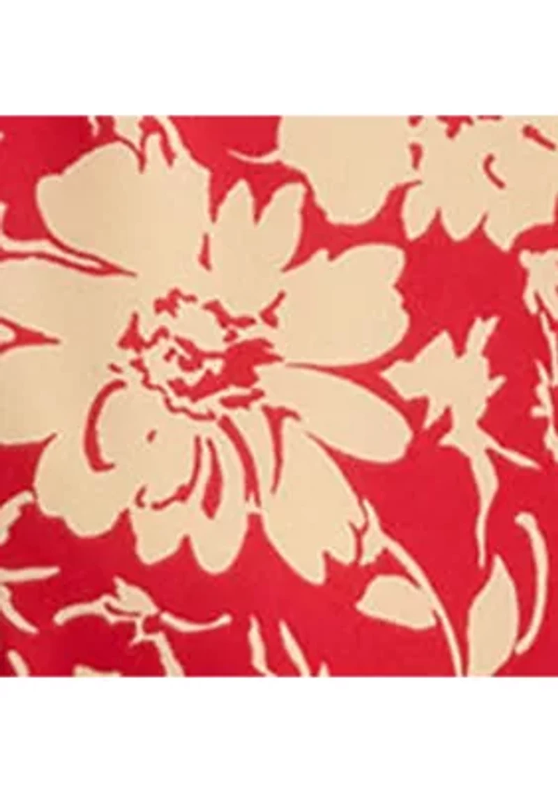 Petite Floral Belted Crepe Dress