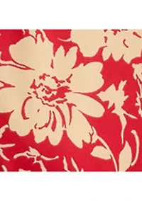 Petite Floral Belted Crepe Dress