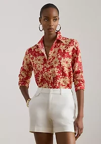 Petite Relaxed Fit Floral Linen Shirt
