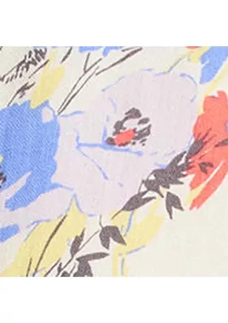 Petite Floral Tie-Front Linen Shirtdress