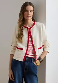 Petite Two-Tone Linen-Blend Twill Blazer