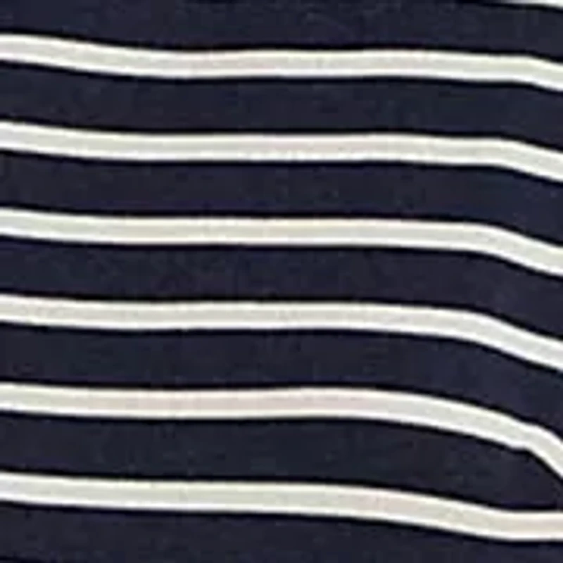 Petite Striped Snap-Trim Ponte Sheath Dress