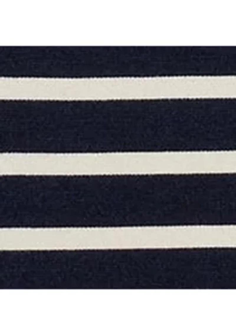 Petite Striped Snap-Trim Ponte Sheath Dress