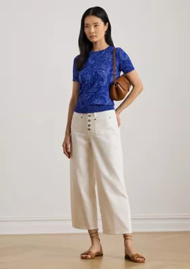 Petite Paisley Short-Sleeve Sweater