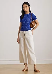 Petite Paisley Short-Sleeve Sweater