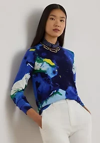 Petite Abstract-Motif Cotton-Blend Sweater