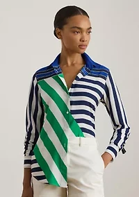 Petite Classic Fit Striped Crepe Shirt