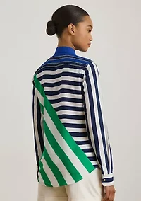 Petite Classic Fit Striped Crepe Shirt