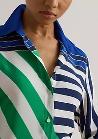 Petite Classic Fit Striped Crepe Shirt