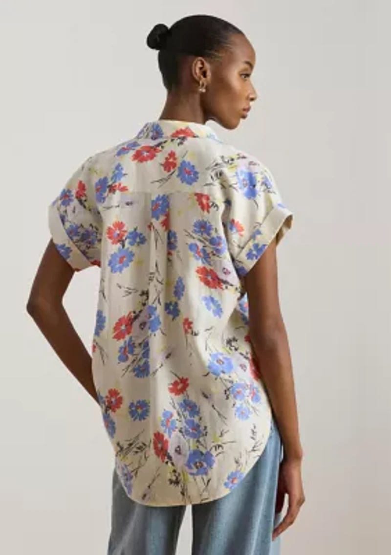 Petite Relaxed Fit Floral Short-Sleeve Shirt