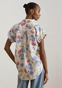 Petite Relaxed Fit Floral Short-Sleeve Shirt