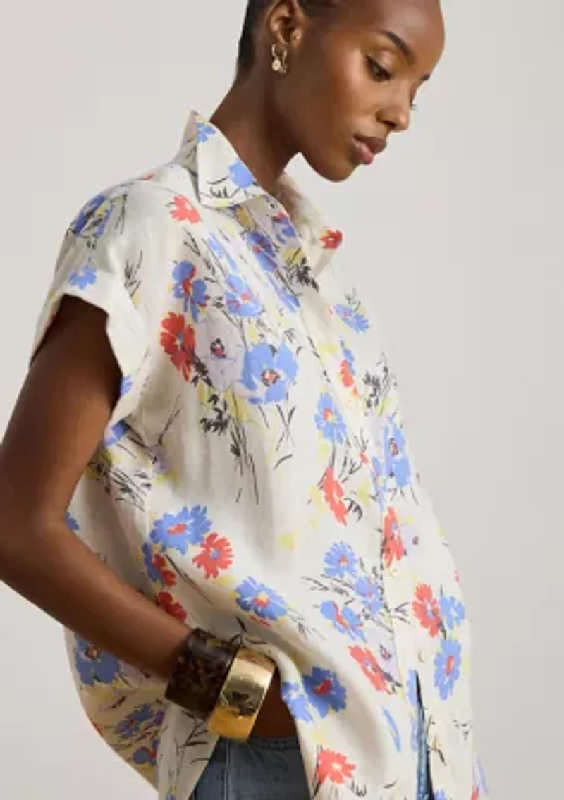 Petite Relaxed Fit Floral Short-Sleeve Shirt