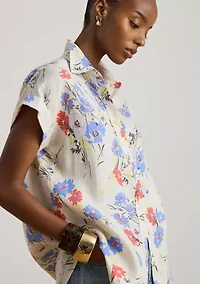 Petite Relaxed Fit Floral Short-Sleeve Shirt