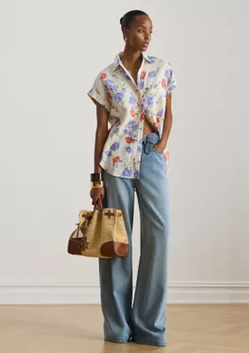 Petite Relaxed Fit Floral Short-Sleeve Shirt