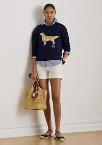 Petite Pleated Double-Faced Cotton Shorts