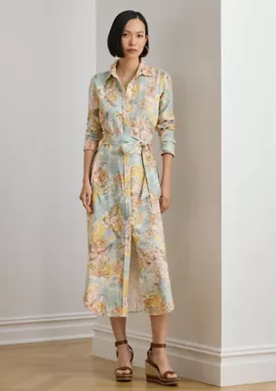 Petite Floral Linen Shirtdress