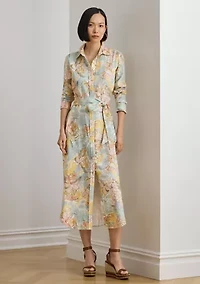Petite Floral Linen Shirtdress