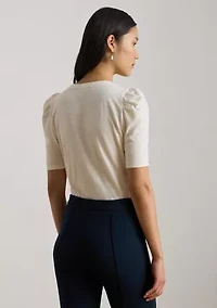 Petite Slub Jersey Puff-Sleeve Top