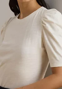 Petite Slub Jersey Puff-Sleeve Top
