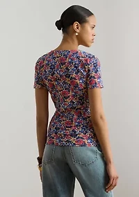 Petite Floral Cotton Jersey Square-Neck Top