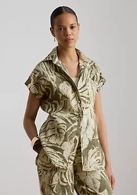 Petite Relaxed Fit Print Short-Sleeve Shirt