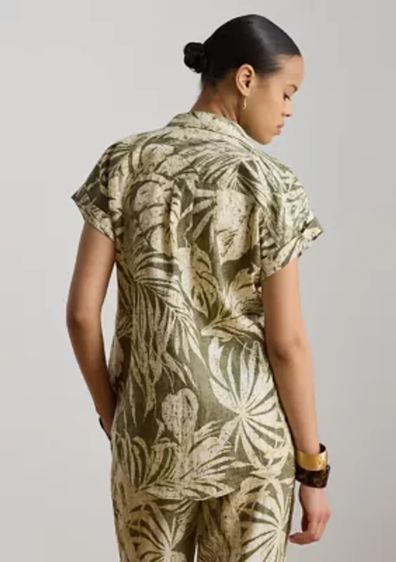 Petite Relaxed Fit Print Short-Sleeve Shirt