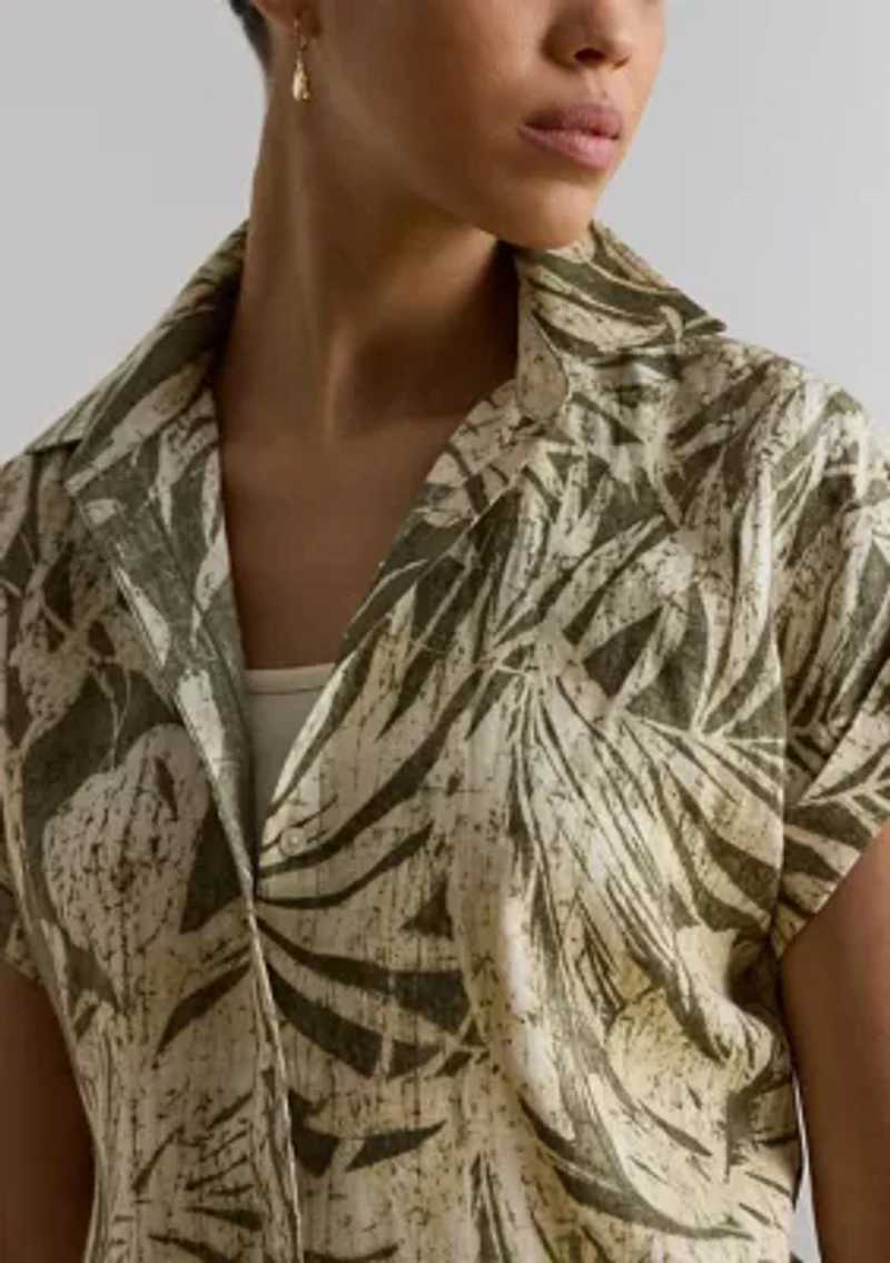 Petite Relaxed Fit Print Short-Sleeve Shirt