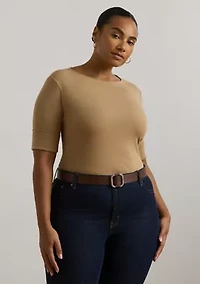 Plus Cotton-Blend Boatneck Top