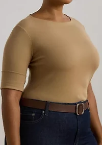 Plus Cotton-Blend Boatneck Top