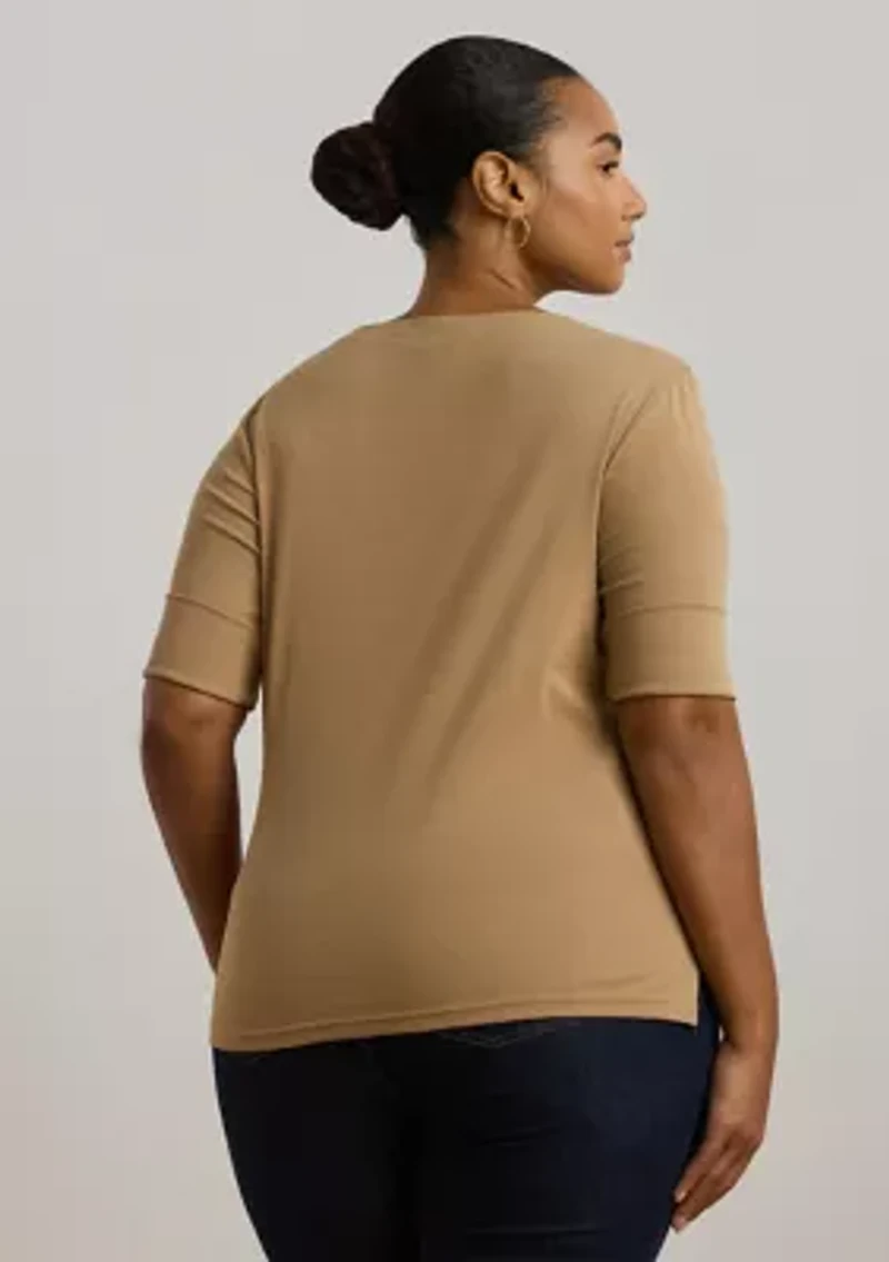 Plus Cotton-Blend Boatneck Top