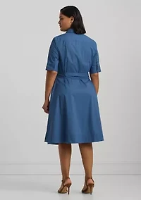 Plus Cotton-Blend Shirtdress