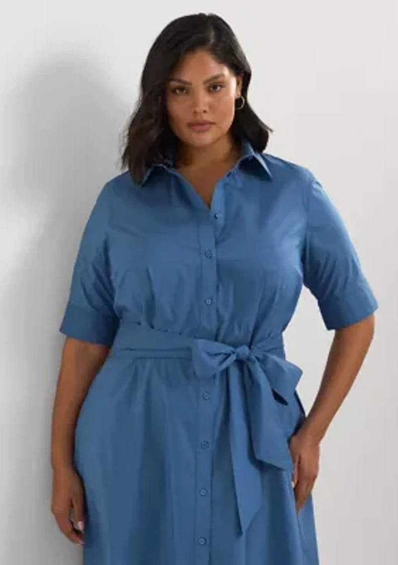 Plus Cotton-Blend Shirtdress