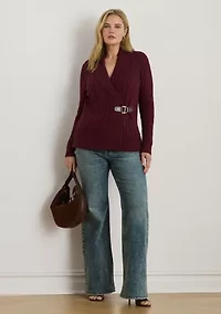 Women's Buckled Cotton Sweater
