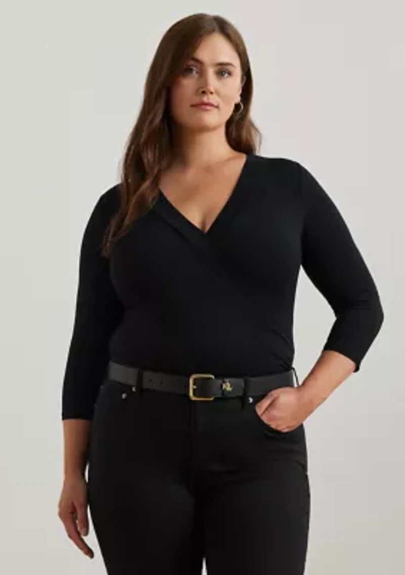 Plus Wrap-Style Jersey Top