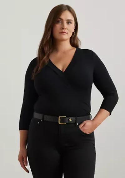 Plus Wrap-Style Jersey Top