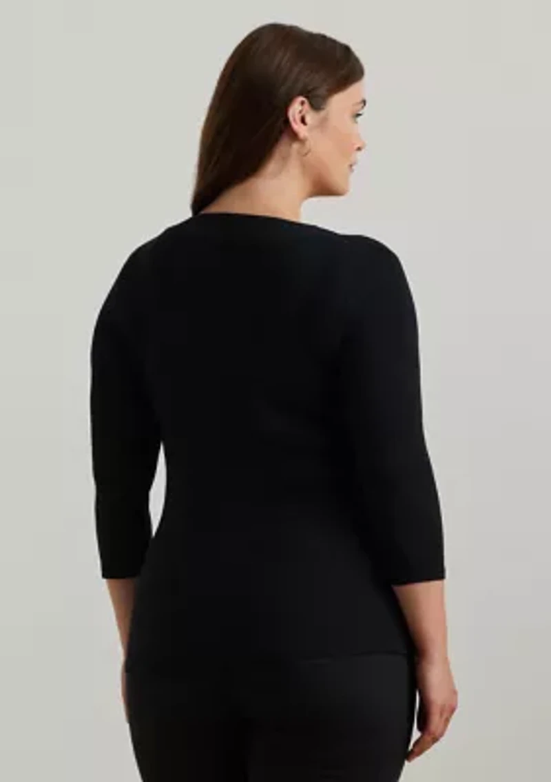 Plus Wrap-Style Jersey Top
