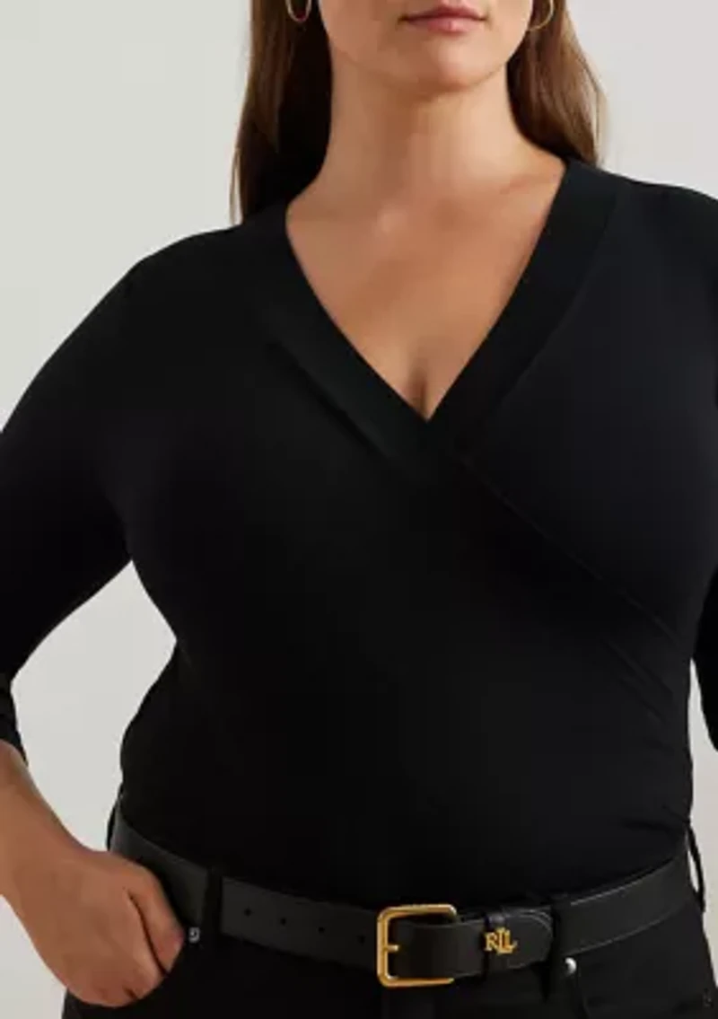 Plus Wrap-Style Jersey Top
