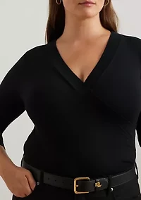 Plus Wrap-Style Jersey Top