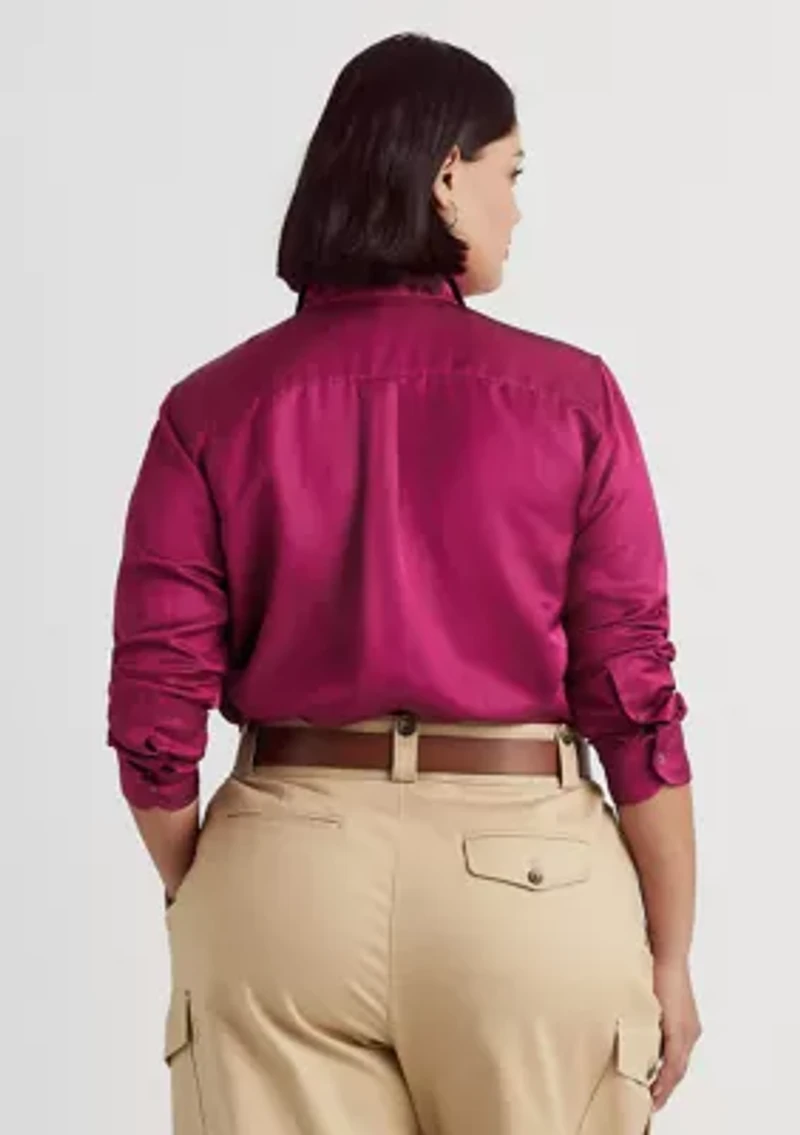 Plus-Size Satin Shantung Shirt