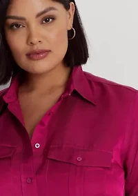 Plus-Size Satin Shantung Shirt