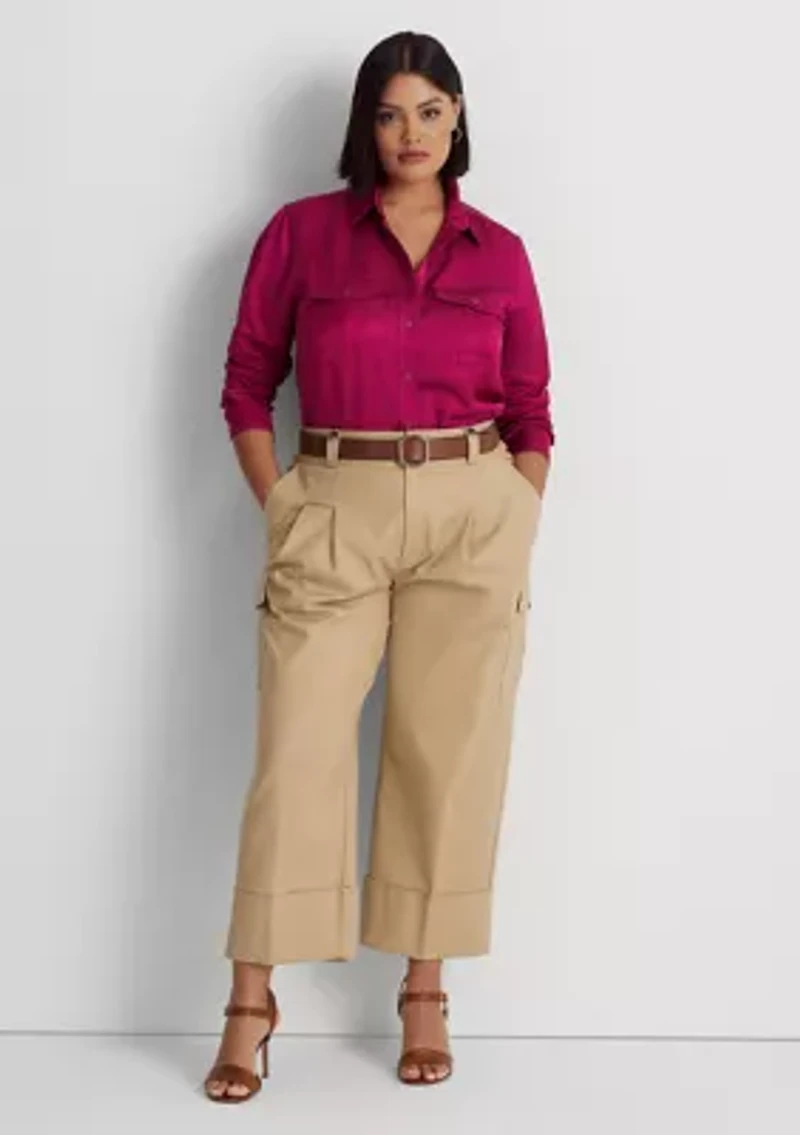 Plus-Size Satin Shantung Shirt