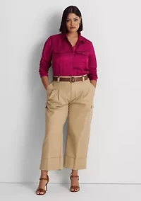 Plus-Size Satin Shantung Shirt