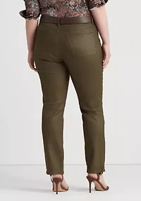 Plus Coated Mid-Rise Straight Ankle Jeans