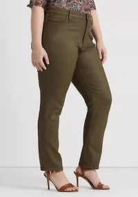 Plus Coated Mid-Rise Straight Ankle Jeans
