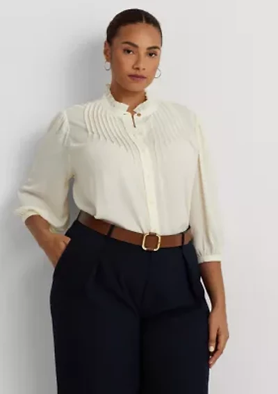 Plus Alshinto mid Sleeve Button Front Shirt