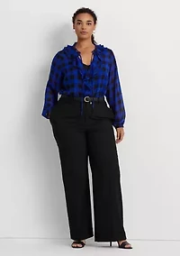 Plus Buffalo Check Ruffled Georgette Blouse