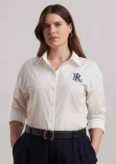 Plus Relaxed Fit Stretch Cotton Shirt