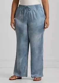 Plus Print Charmeuse Wide Leg Pants